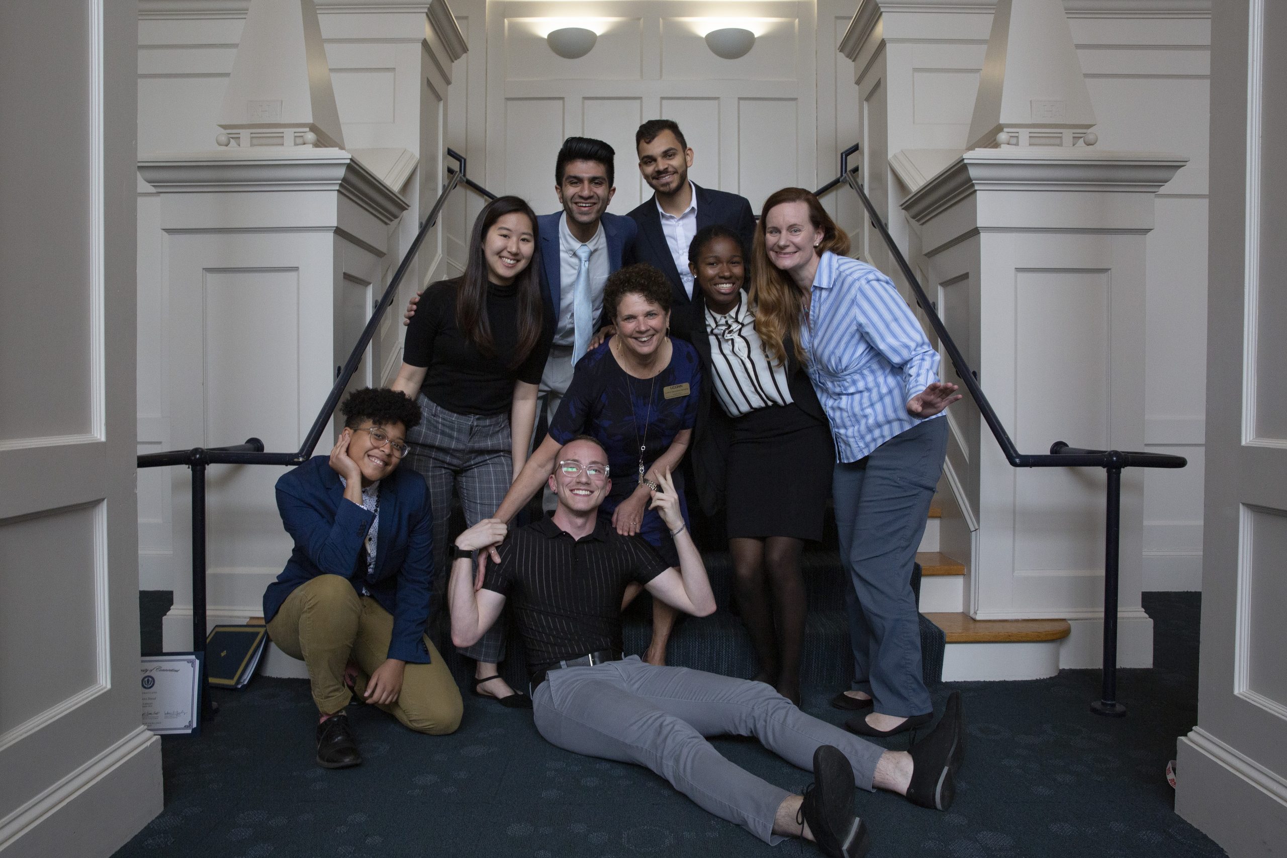 Photo of 2019 UConn Fulbright Recipients and FPA LuAnn Saunders-Kanabay.